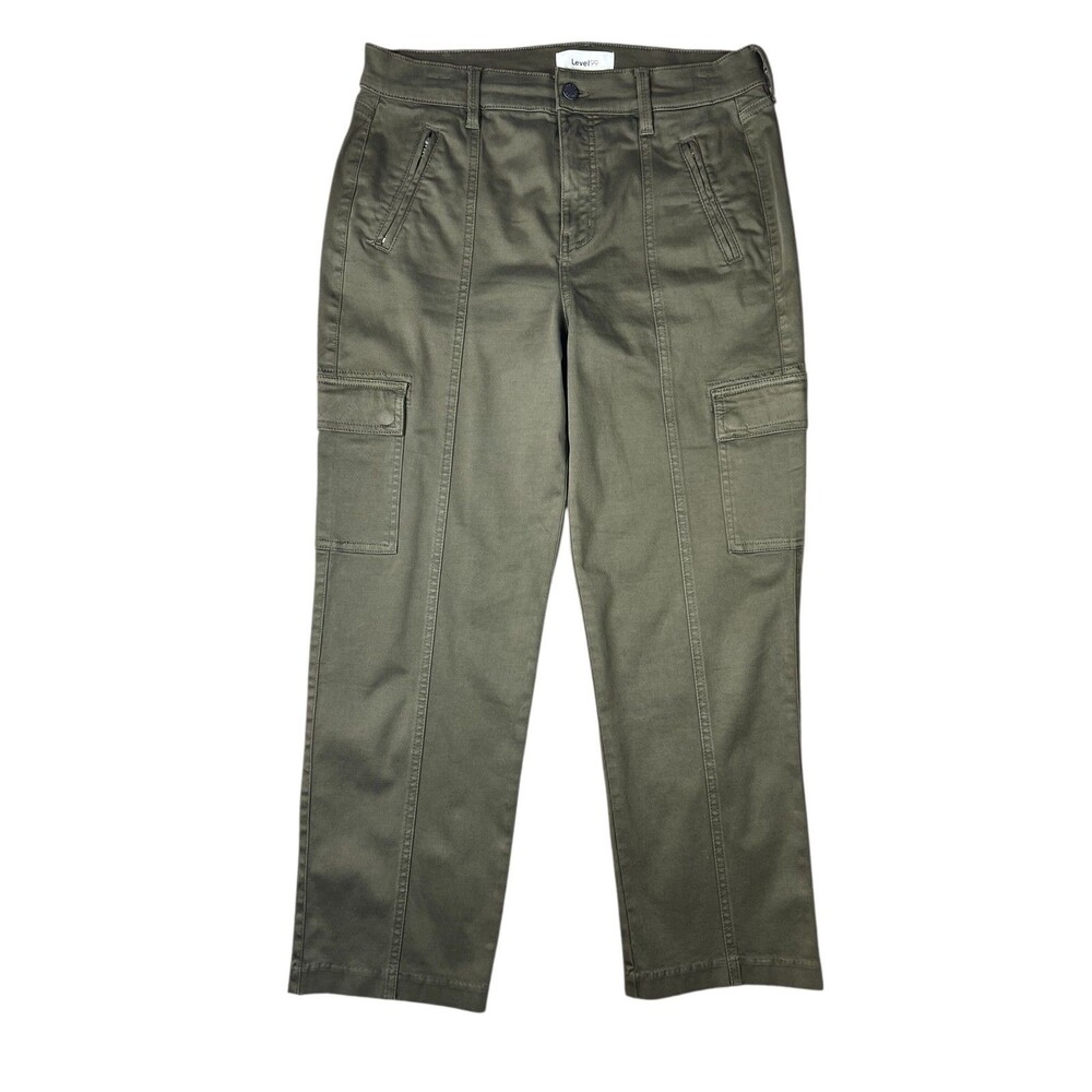 Level 99 Hi Rise Cargo Straight Leg Ankle Pants  Size 30  Army Green Work Casual